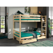 LUCEVI - Pino Stapelbed H160CM + Ladder + 2 Lades - Bruin - 90x200 cm