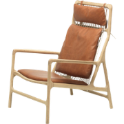 Dedo lounge chair whitewash eiken - dakar leather whisky zitting