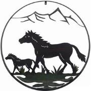 Wanddeco IJzer Rond Paarden