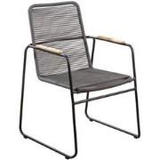 Wasabi stackable dining chair alu black/rope dark grey