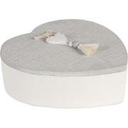 Clayre & Eef Opbergdoos  18x18x6 cm Grijs Wit Hout Hartvormig Hart Opb...