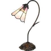 LumiLamp Tiffany Tafellamp  48 cm Bruin Roze Glas Tiffany Bureaulamp