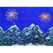 Achtergrond Canvas LED Vuurwerk 76X56 cm kerst