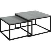 Meubella Salontafel Styler - Betonlook - Eiken - 70 cm - set van 2