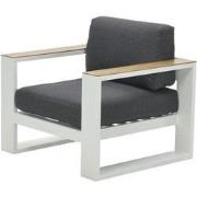 Cube lounge fauteuil mat wit/ reflex bl/ teak look