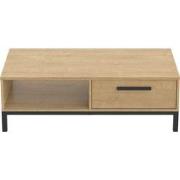 Salontafel met 1 lade en 1 vak, eikenhouten decor Hamilton en zwart - ...