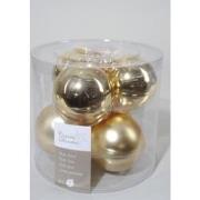 4 stuks - 6 kerstballen licht goud glans-mat 80 mm