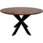 HSM Collection-Ronde Eettafel Mozaiek-120x120x76-Naturel/Zwart-Mango/M...