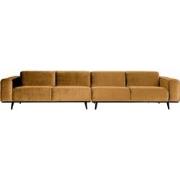 BePureHome Statement 4-Zitsbank XL - Fluweel - Geel - 77x372x93