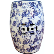 Fine Asianliving Keramische Kruk Blauw Wit Bloemen - Malou D30xH45cm