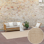 Jute buitenkleed Naturel Visgraat Border Beige - Polypropyleen - 200 x...