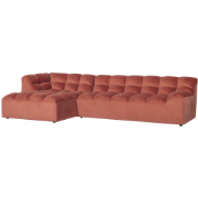 WOOOD Allure Chaise Longue Links - Fluweel - Blush - 79x324x165