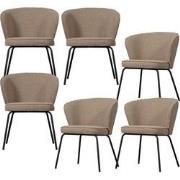 BePureHome Admit Eetkamerstoelen - Bouclé - Beige - Set van 6