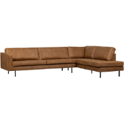 WOOOD Indy Hoekbank Rechts - Recycle Leer - Cognac - 80x338x202