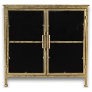 HSM Collection-Vitrinekast Laag Fletcher-93x42x90-Goud-Metaal/Glas