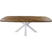 HSM Collection-Danish Eettafel Fishbone-200x100x76-Naturel/Wit-Eiken/M...