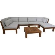 HSM Collection-Tuin Lounge Set Aruba 7 Delig-168x336x64-Naturel/Wit-Te...