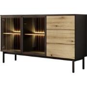 Meubella Dressoir Ludwig - Zwart - Eiken - 150 cm