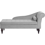 Beliani PESSAC - Chaise longue-Grijs-Fluweel