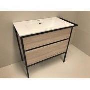 Badmeubelset 2-delig Eternal 90cm eiken - mat zwart, met keramische wa...