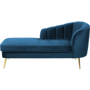 Beliani ALLIER - Chaise longue-Blauw-Fluweel