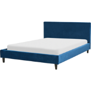 Beliani FITOU - Tweepersoonsbed-Blauw-Fluweel