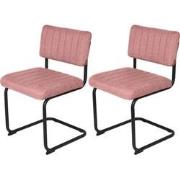 Feel Furniture - Luxe stoel - Ribbon - Zacht roze - Lichtrood - 2 stuk...