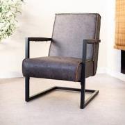 Industriële leren fauteuil antraciet Tiger