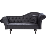 Beliani LATTES - Chaise longue-Zwart-Fluweel