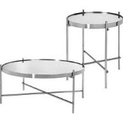 Salontafel set van 2 zilver metaal en glas WOMO Design