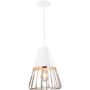 QUVIO Hanglamp langwerpig wit met rosegoud frame - QUV5179L-WHITE