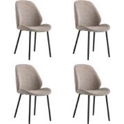 Lewis & Loft Eetkamerstoelen Lola - Polyester - Staal - Grijs - Set va...