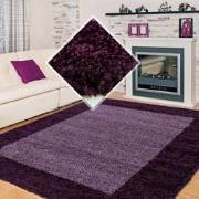 Tapijtenloods Basic Shaggy Kader vloerkleed Paars Hoogpolig- 160x230 C...