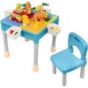 Decopatent® - Kindertafel met 1 Stoeltje - Speeltafel met bouwplaat en...