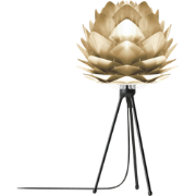 Silvia Mini tafellamp brushed brass - met tripod zwart - Ø 32 cm