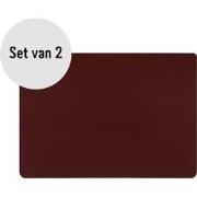 Krumble Placemat PU Leer - Bordeaux rood - Set van 2