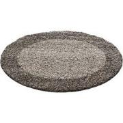 Tapijtenloods Basic Rond Shaggy Kader vloerkleed Taupe Hoogpolig- 160 ...