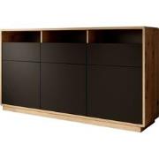 Meubella Dressoir Acuna - Mat zwart - Eiken - 180 cm