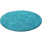 Tapijtenloods Basic Rond Shaggy vloerkleed Turquoise Hoogpolig- 160 CM...