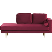 Beliani MIRAMAS - Chaise longue-Rood-Fluweel