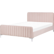 Beliani LUNAN - Tweepersoonsbed-Roze-Fluweel