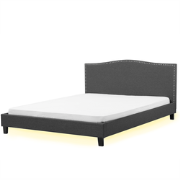 Beliani MONTPELLIER - Tweepersoonsbed met LED-verlichting-Grijs-Polyes...