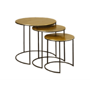 Tower living Iron side round table w alu top - set of 3