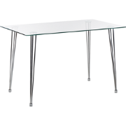 Beliani WINSTON - Eettafel-Zilver-Veiligheidsglas