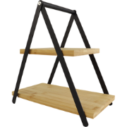 OTIX Serveertoren - Etagere - Metaal - Bamboe - 2 Laags - 28x15,6x29,3...