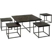 Tower living Via coffeetable set (5) - 90x90x45 40x40x38 - recl. teak ...