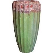 PTMD Olver Green Ceramic Pot Ribbed Structure Round L