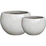 PTMD Rae White Ceramic Bowl Pot Round Set Of 2