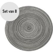 Krumble Placemat rond - Zilver/grijs - Set van 8