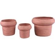 PTMD Summera Pink Round Paper Rope Pot W Border SV3